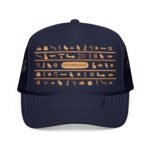 Egyptian Hieroglyphic Trucker Cap — Vintage Gold Glyphs Mesh Hat