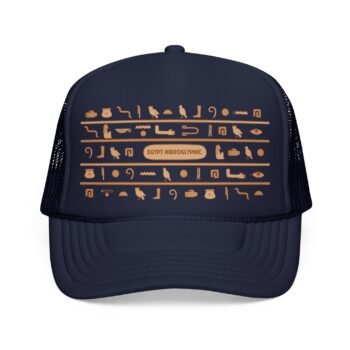 Egyptian Hieroglyphic Trucker Cap — Vintage Gold Glyphs Mesh Hat
