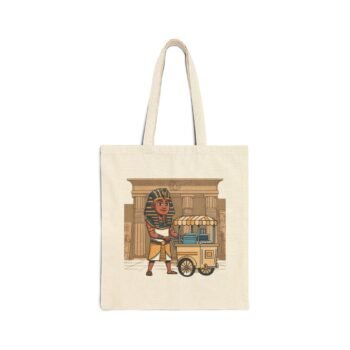Ancient Egyptian Character Cotton Canvas Tote Bag — Vintage Pharaoh Art Tote