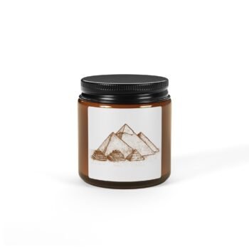 Amber Jar Soy Candle — Hand-Drawn Desert Pyramid Scented Candle