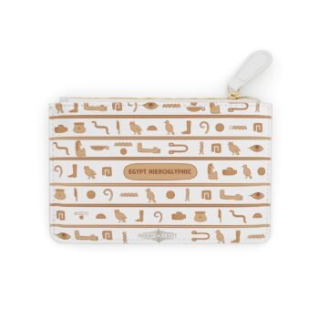 Egyptian Hieroglyph Mini Clutch Bag – Gold Patterned Coin Purse