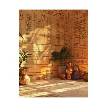 Egyptian Temple Satin Poster – Warm Hieroglyphic Wall Art (210gsm)