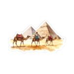 Camel Caravan Kiss-Cut Sticker — Watercolor Pyramids Travel Decal
