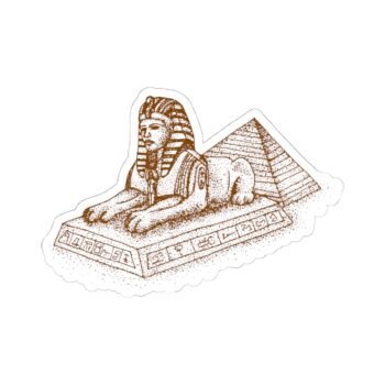 Egyptian Sphinx & Pyramid Kiss-Cut Sticker — Vintage Sketch Travel Decal