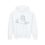 Youth Sphinx Hoodie — Minimal Egyptian Sphinx Line Art Sweatshirt