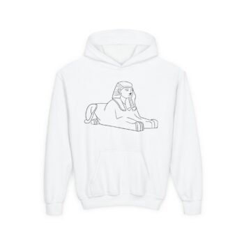 Youth Sphinx Hoodie — Minimal Egyptian Sphinx Line Art Sweatshirt