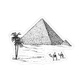 Pyramid & Camels Kiss-Cut Sticker — Vintage Egyptian Pyramid Decal