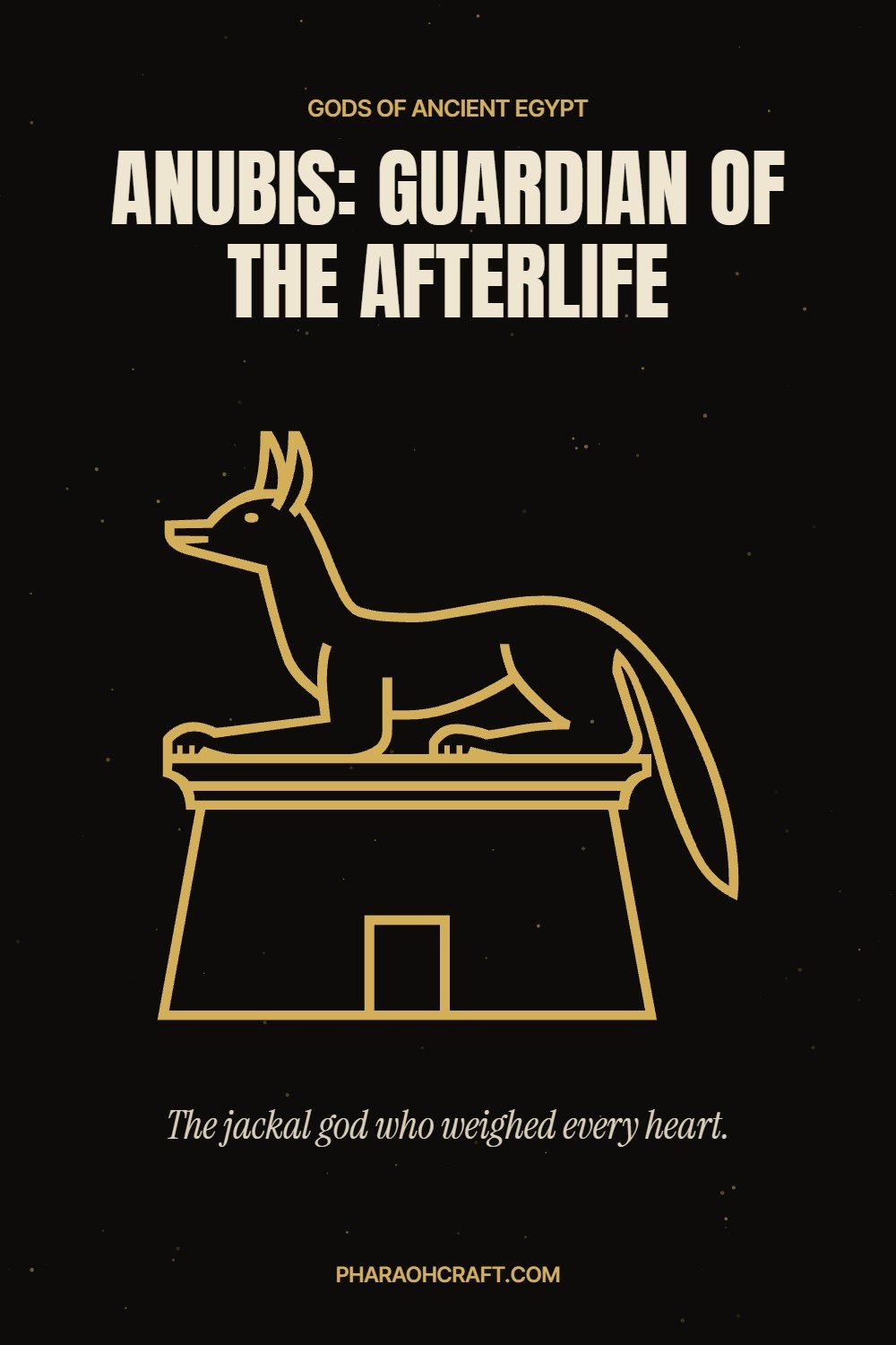 Anubis, the jackal god of ancient Egypt, as a gold hieroglyph